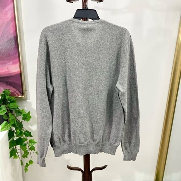 J. Crew Mens Argyle Pullover V- Neck Sweater in Gray Blue Size L - Picture 3 of 4